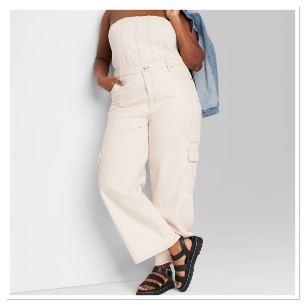 Women’s Tube Cargo Denim Jumpsuit Wild Fable